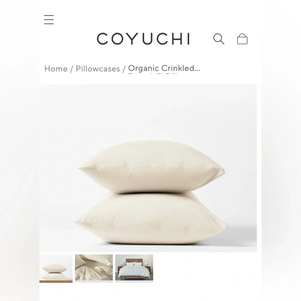 Coyuchi Organic Percale King Pillowcase Set of Four natural undyed - Picture 6 of 7